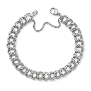 Heavy Double Curb Charm Bracelet