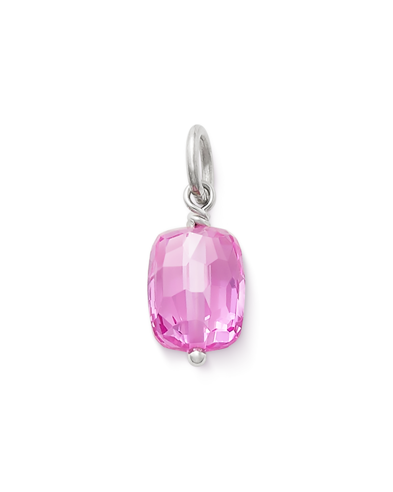 Faceted Lab-Created Pink Sapphire Gemstone Bead Pendant - Image 3
