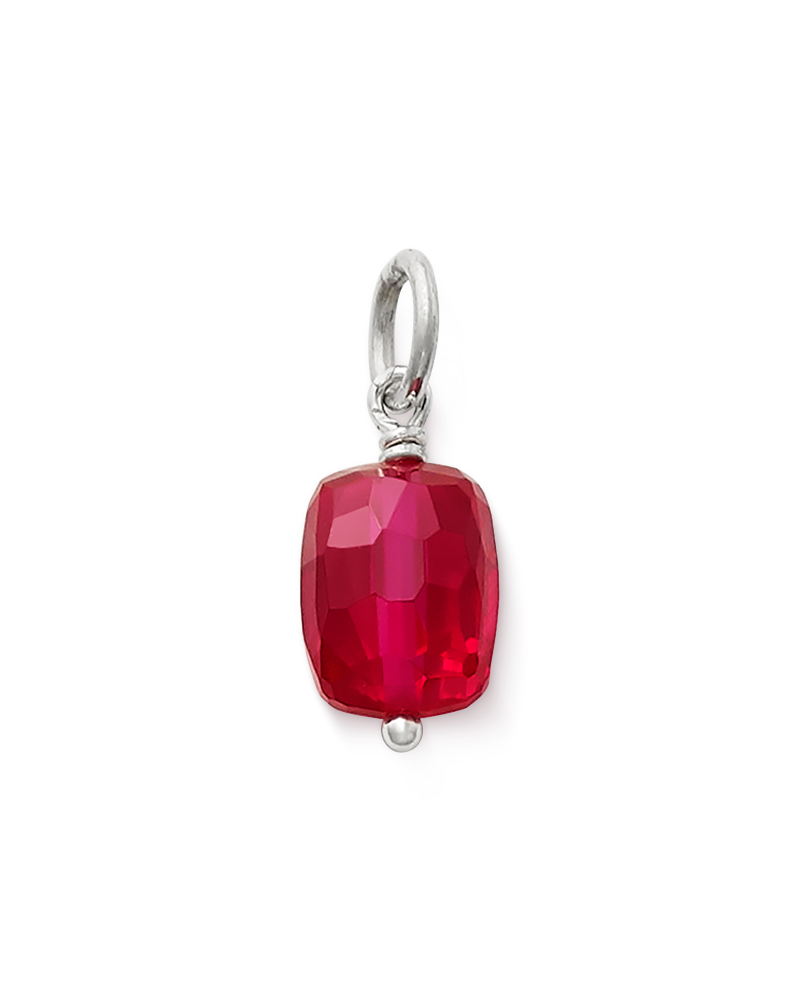Faceted Lab-Created Ruby Gemstone Bead Pendant