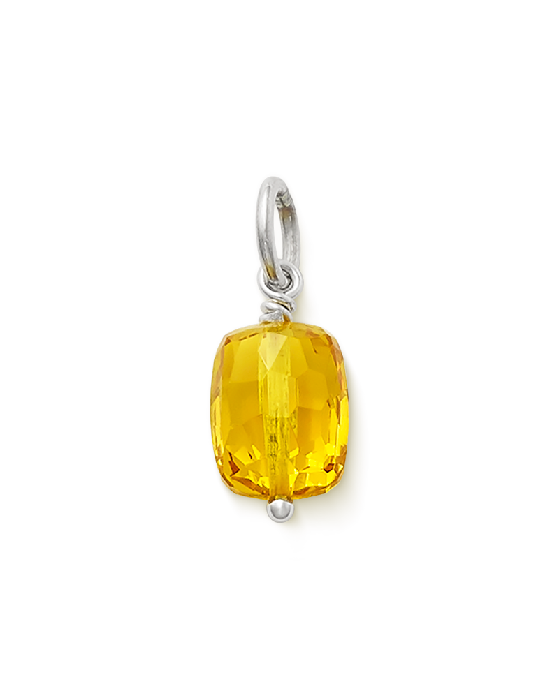 Faceted Lab-Created Golden Sapphire Gemstone Bead Pendant