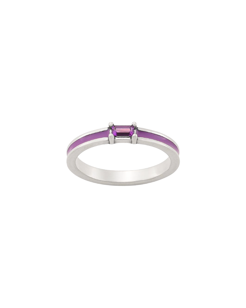 Enamel Purple Gemstone Stacker Ring - Image 3
