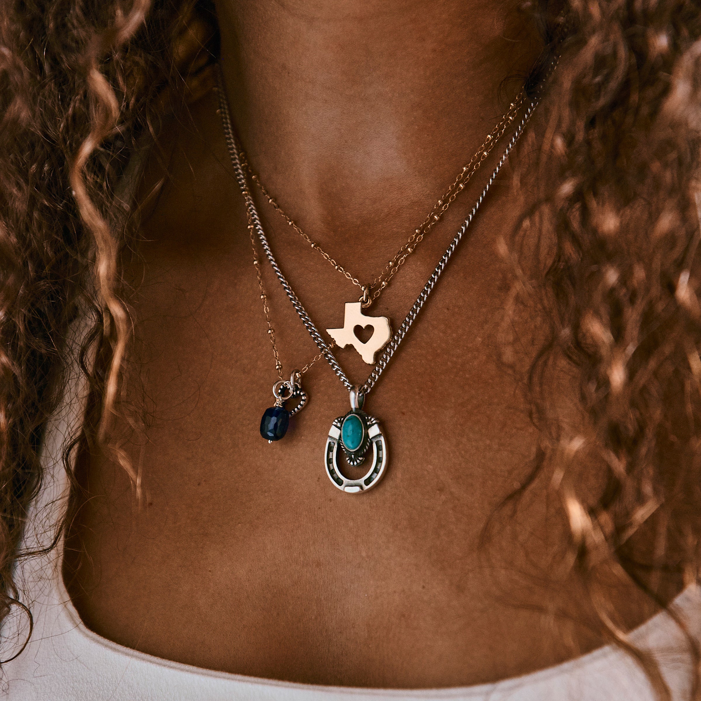 Faceted Lab-Created Blue Spinel Gemstone Bead Pendant - Image 3