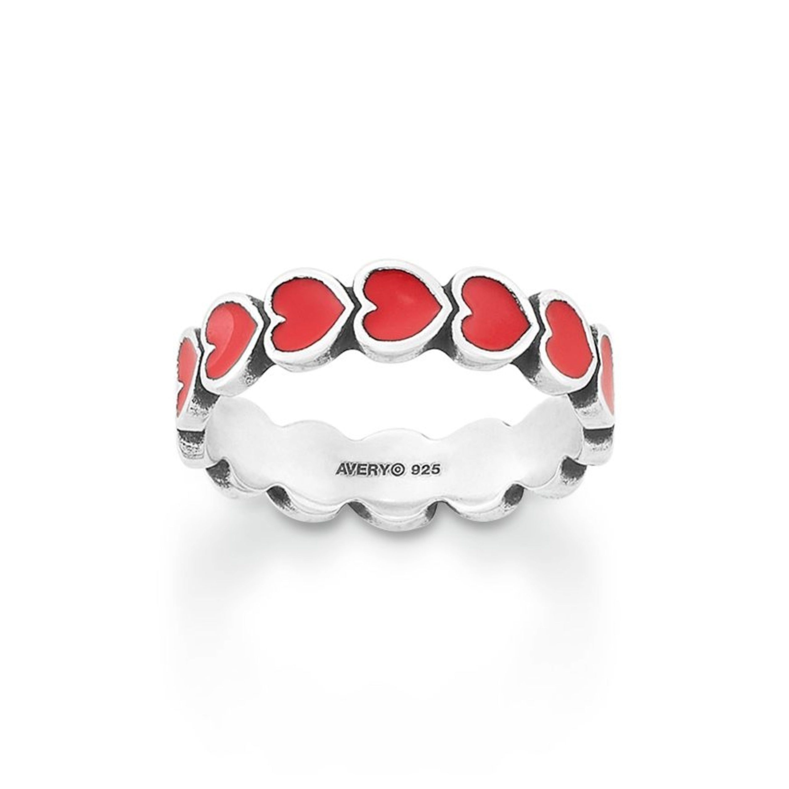 Enamel Red Connected Hearts Ring - Image 2