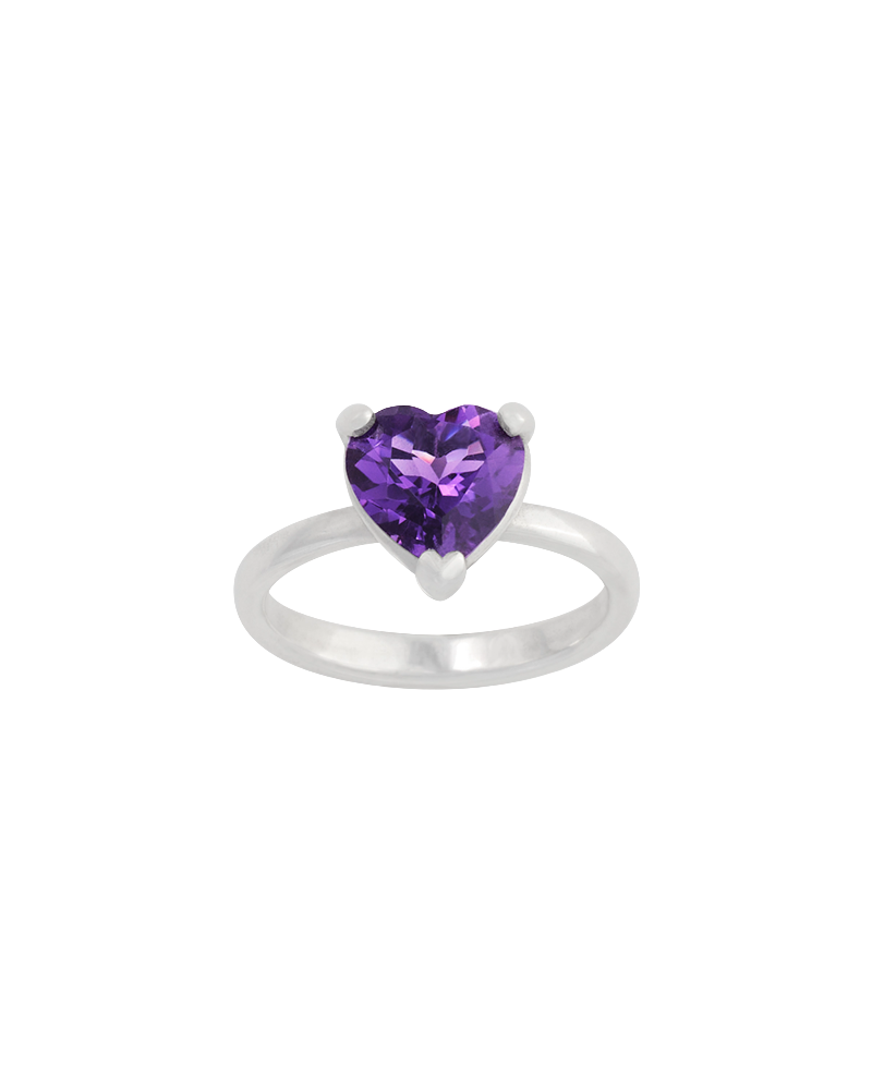Heart Gemstone Ring with Amethyst