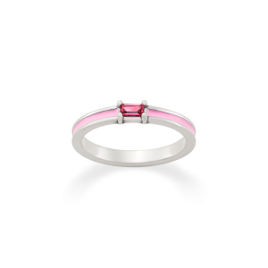 Enamel Pink Gemstone Stacker Ring